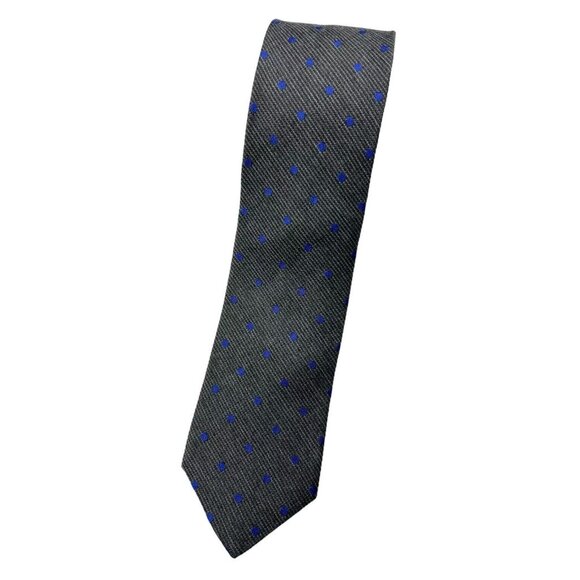 ROBERT TALBOTT Men's Cotton Silk Necktie LUXURY Tie Gray Polka DotW:3.2" EUC